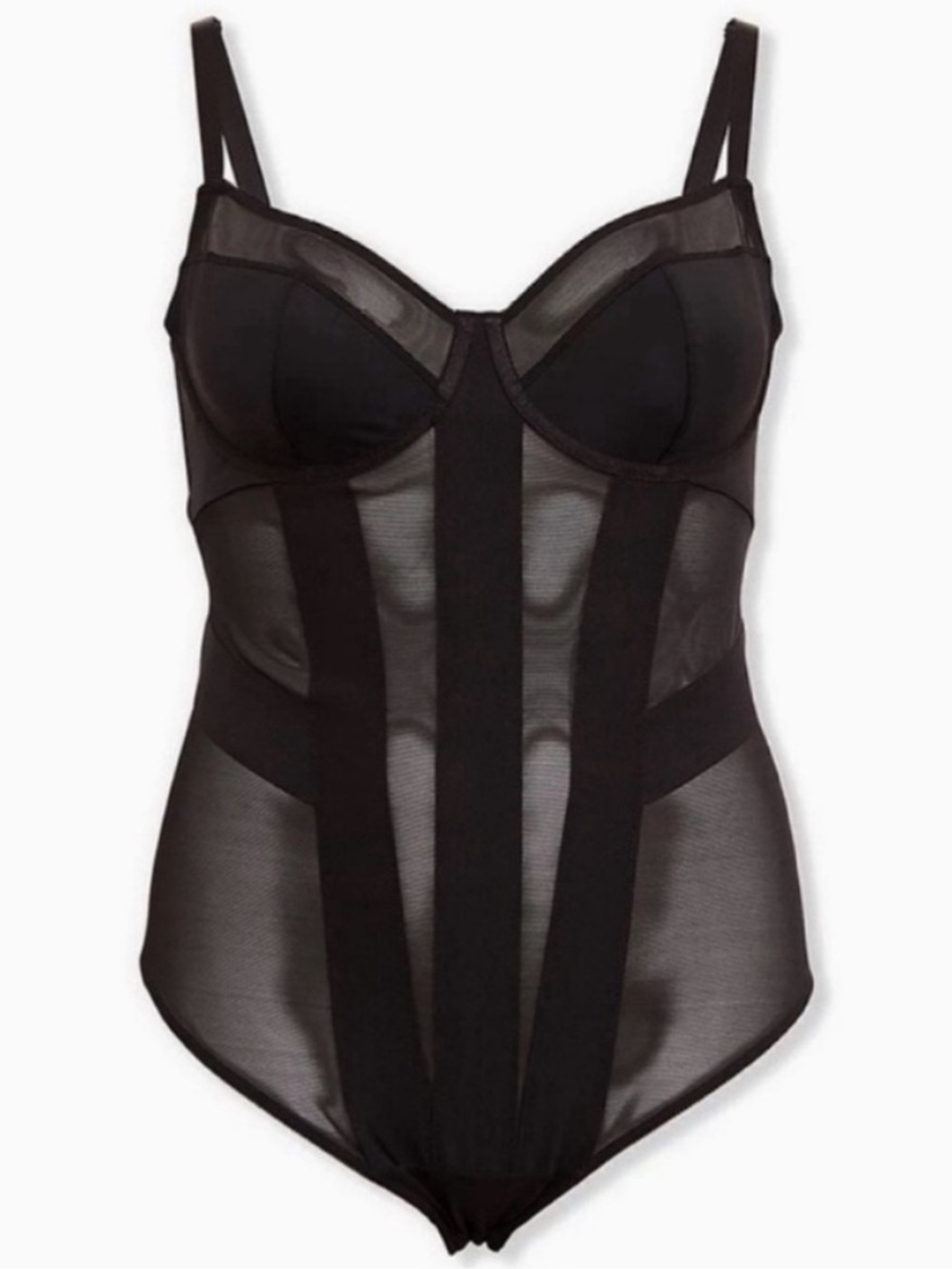 Torrid Black Mesh Strappy Bodysuit